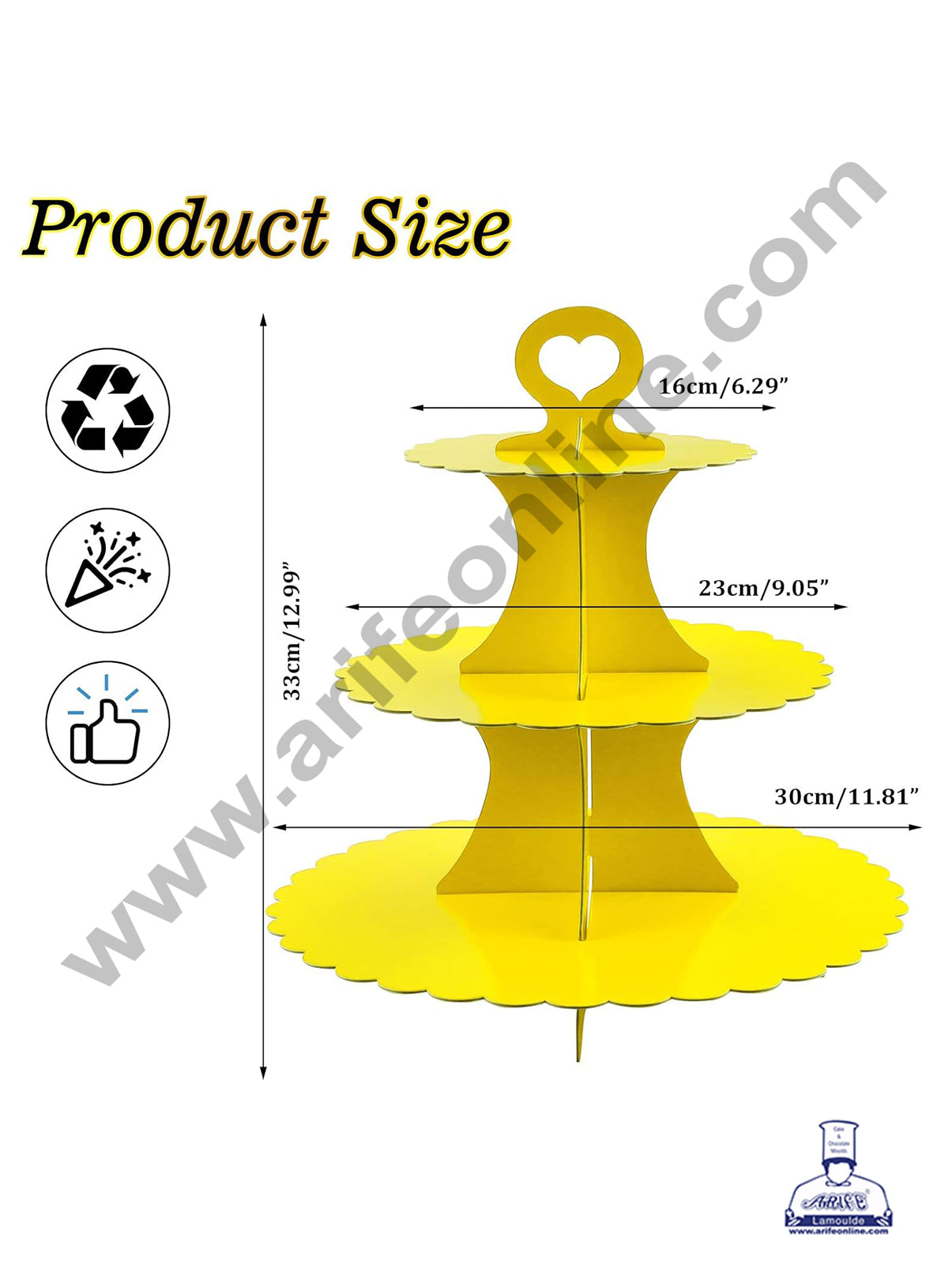 Cake Decor™ 3-Tier Lace Edge Cardboard Cupcake Stand Holder - Heavy