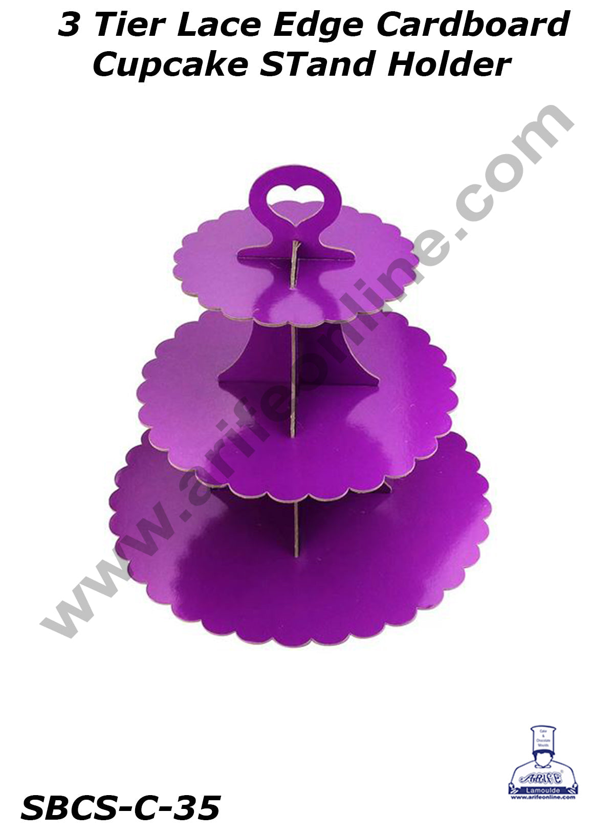 Cake Decor™ 3-Tier Lace Edge Cardboard Cupcake Stand Holder - Heavy