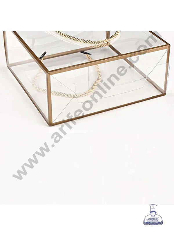 Plain PVC Hamper Bag with Golden Boarder - 6 X 3.5 X 6 Inch | Gift Box | Gift Bag with Handle (MOQ 100 PCS) (RU)