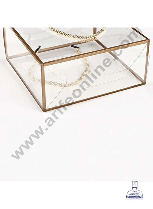 Plain PVC Hamper Bag with Golden Boarder - 6 X 3.5 X 6 Inch | Gift Box | Gift Bag with Handle (MOQ 100 PCS) (RU)