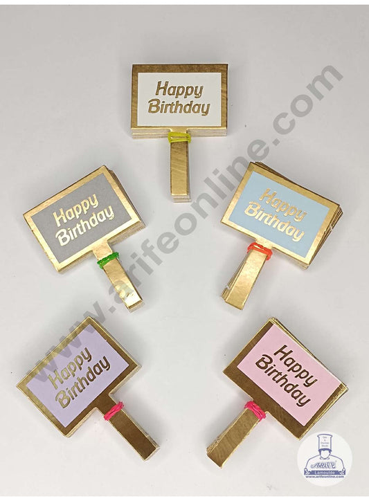 100 pcs Rectangle Birthday Paper Tag with Foiling Paper Topper For Cake And Cupcake (MOQ 12 PCS)