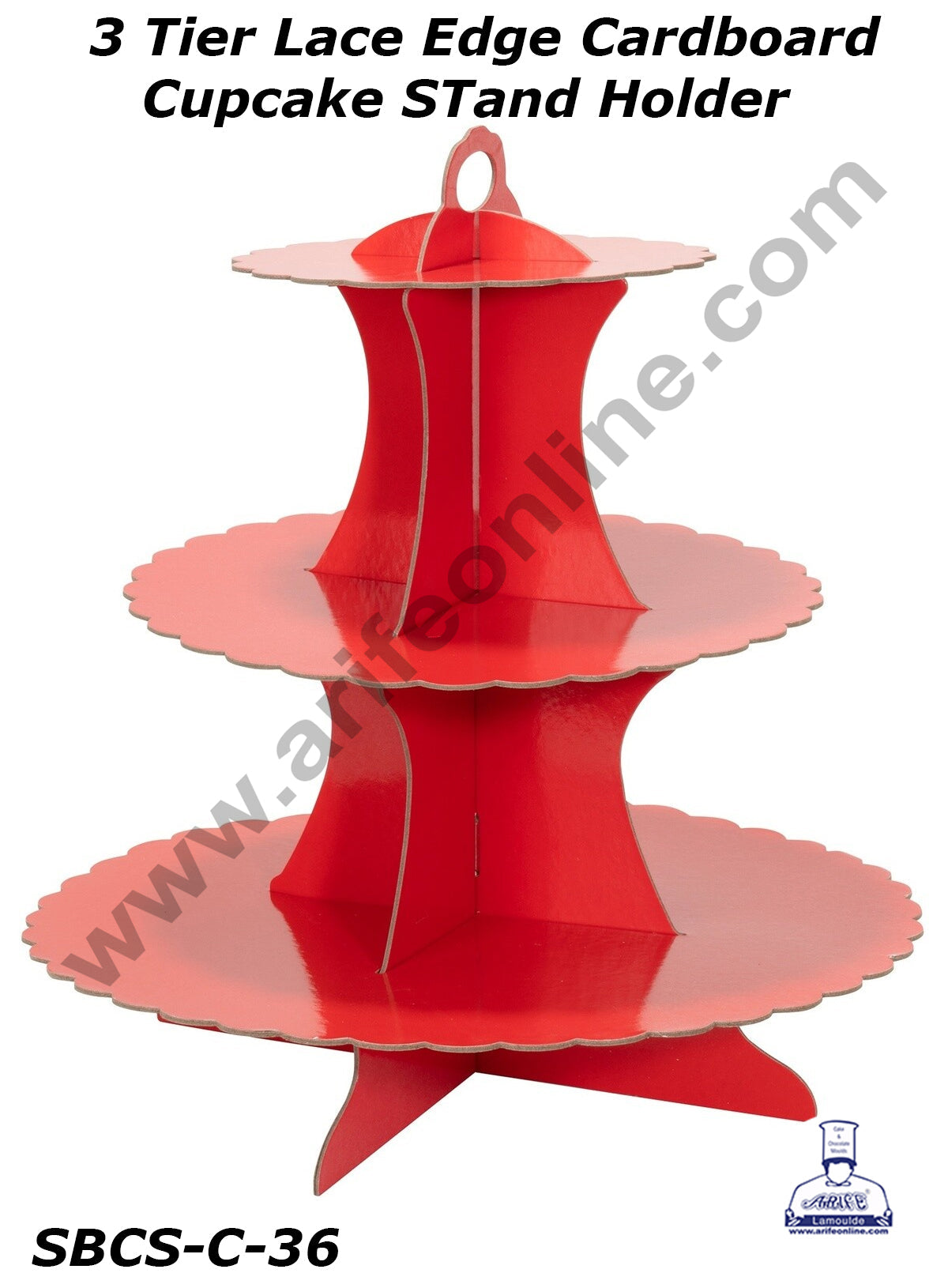 Cake Decor™ 3-Tier Lace Edge Cardboard Cupcake Stand Holder - Heavy