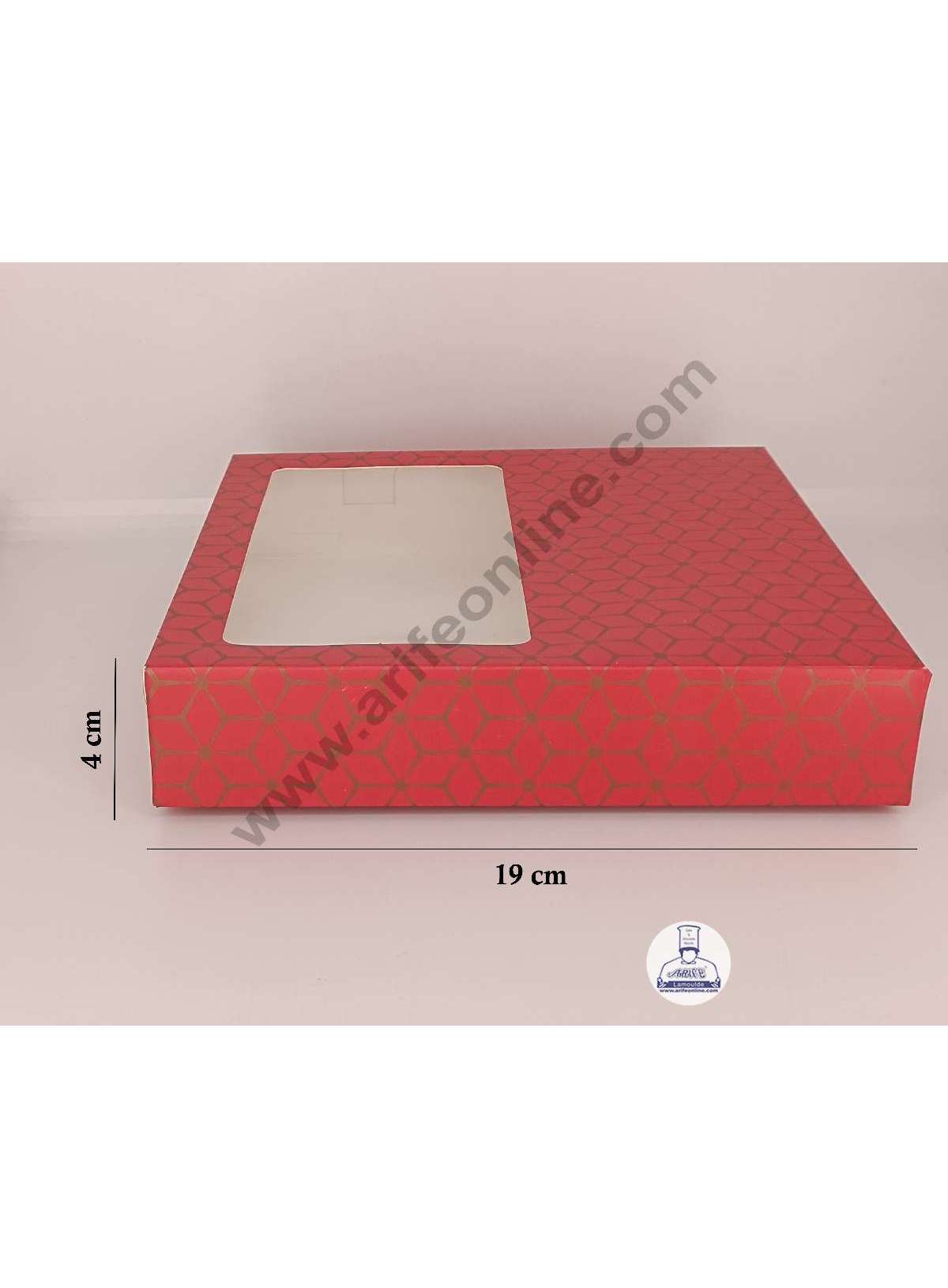 16 Cavity 3D Cube Print Chocolate Box with Cavity, Clear Window & Handle ( 10 Piece Pack ) - Red (MOQ 12 PACK) (RDD)