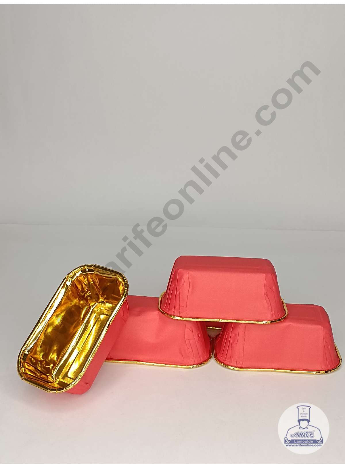 Small Golden Foil Coated Red Paper Bake and Serve Plum Cake Mold (MOQ 100 PCS)