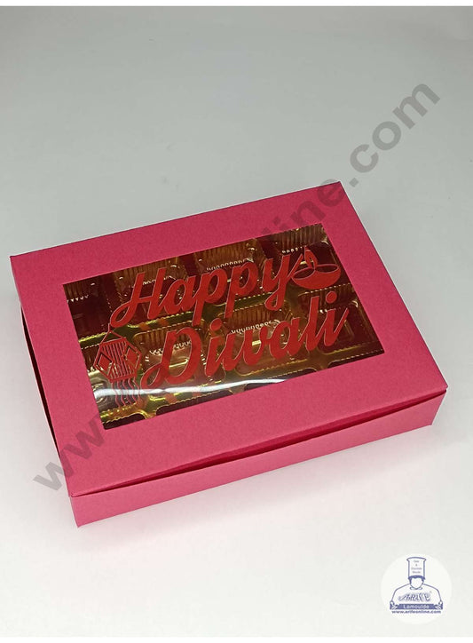 12 Cavity Red Chocolate Box with Happy Diwali Print on Clear Window & Cavity ( 10 Piece Pack ) - Red (MOQ 12 PACK) (ADD)