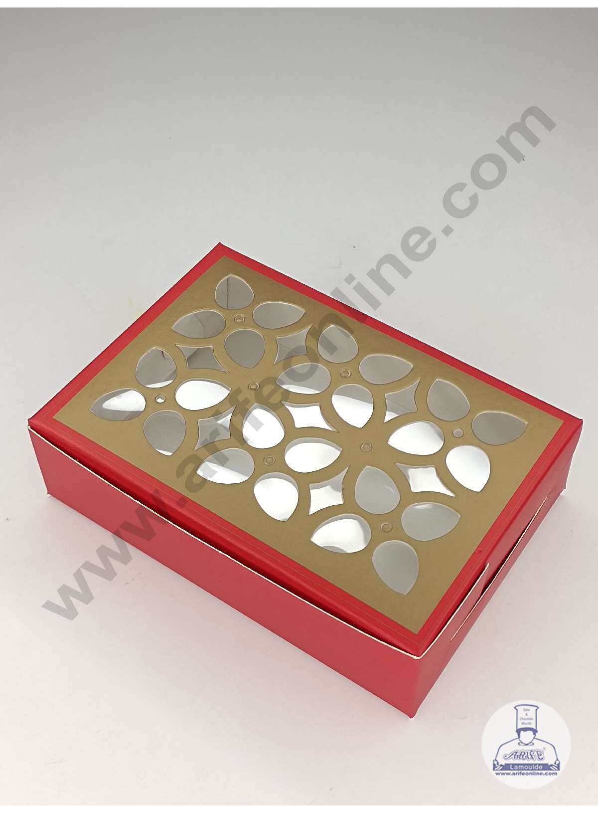 6 Cavity Chocolate Box with Cavity & Cutout Window Without Handle ( 10 Piece Pack ) - Red (MOQ 12 PCK) (ADD)