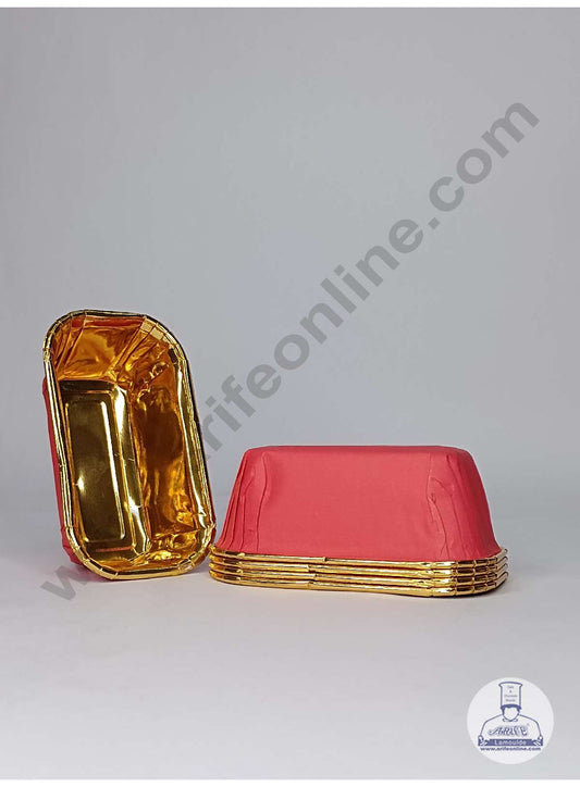 Small Golden Foil Coated Red Paper Bake and Serve Plum Cake Mold (MOQ 100 PCS)