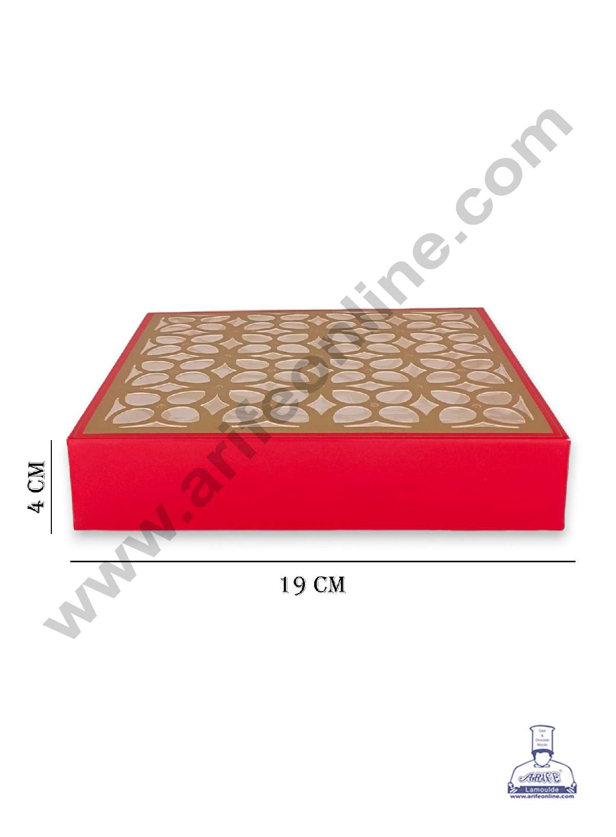 16 Cavity Chocolate Box with Cavity & Cutout Window Without Handle ( 10 Piece Pack ) - Red (MOQ 12 PACK) (RDD)