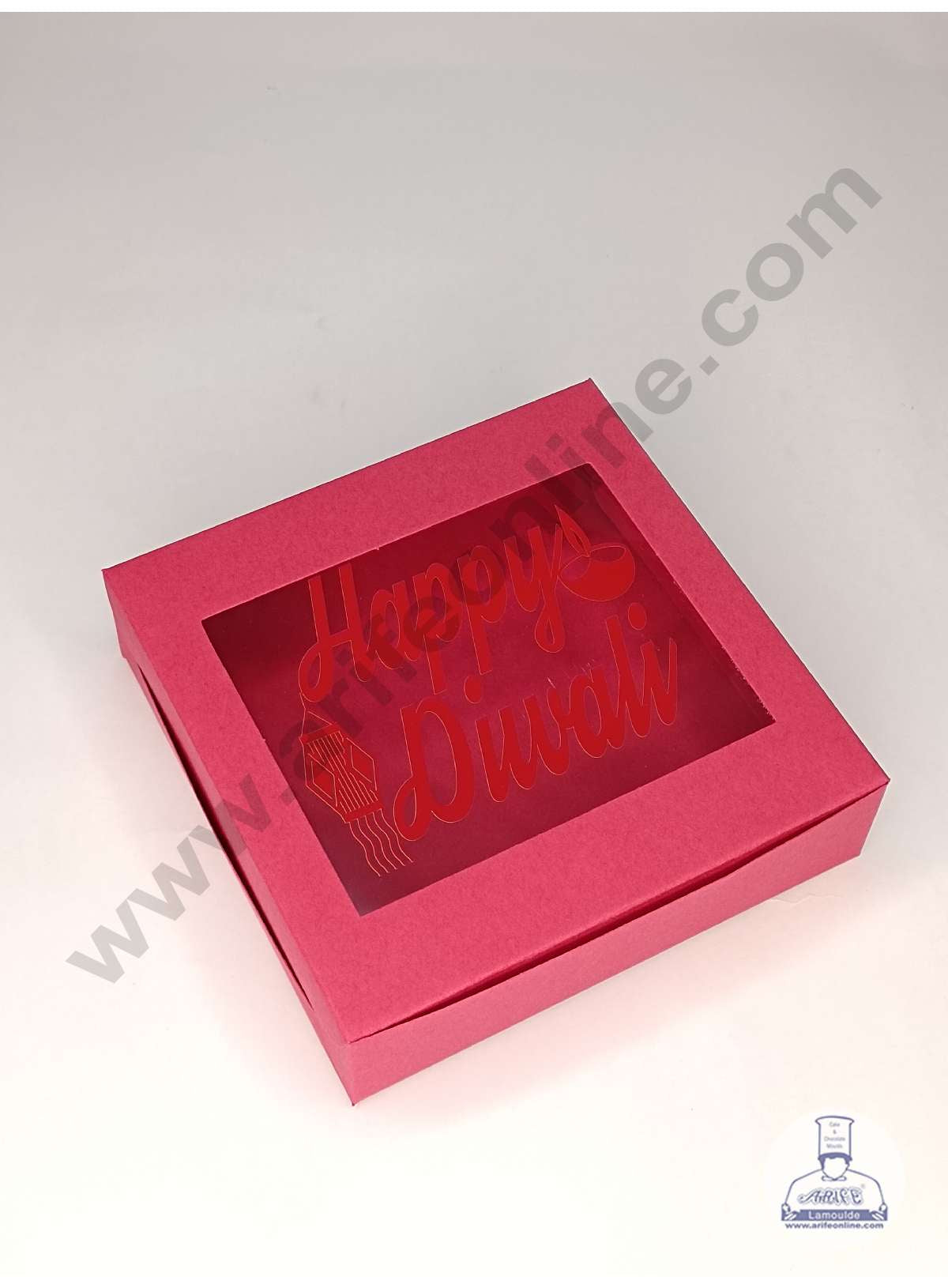 9 Cavity Red Chocolate Box with Happy Diwali Print on Clear Window & Cavity ( 10 Piece Pack ) - Red (MOQ 12 PACK) (UD)