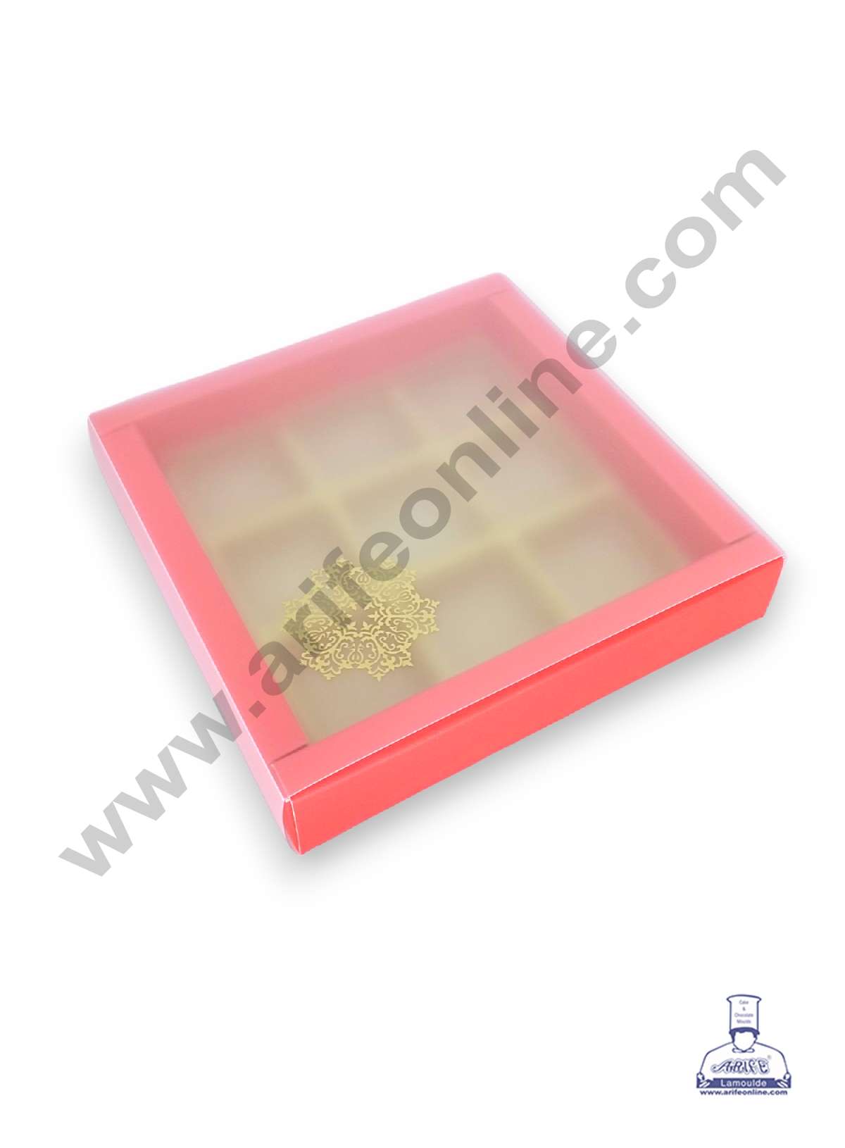 9 Cavity Chocolate Box with Sliding Cover & Cavity ( 10 Piece Pack ) - Red (MOQ 12 PACK) (RED)