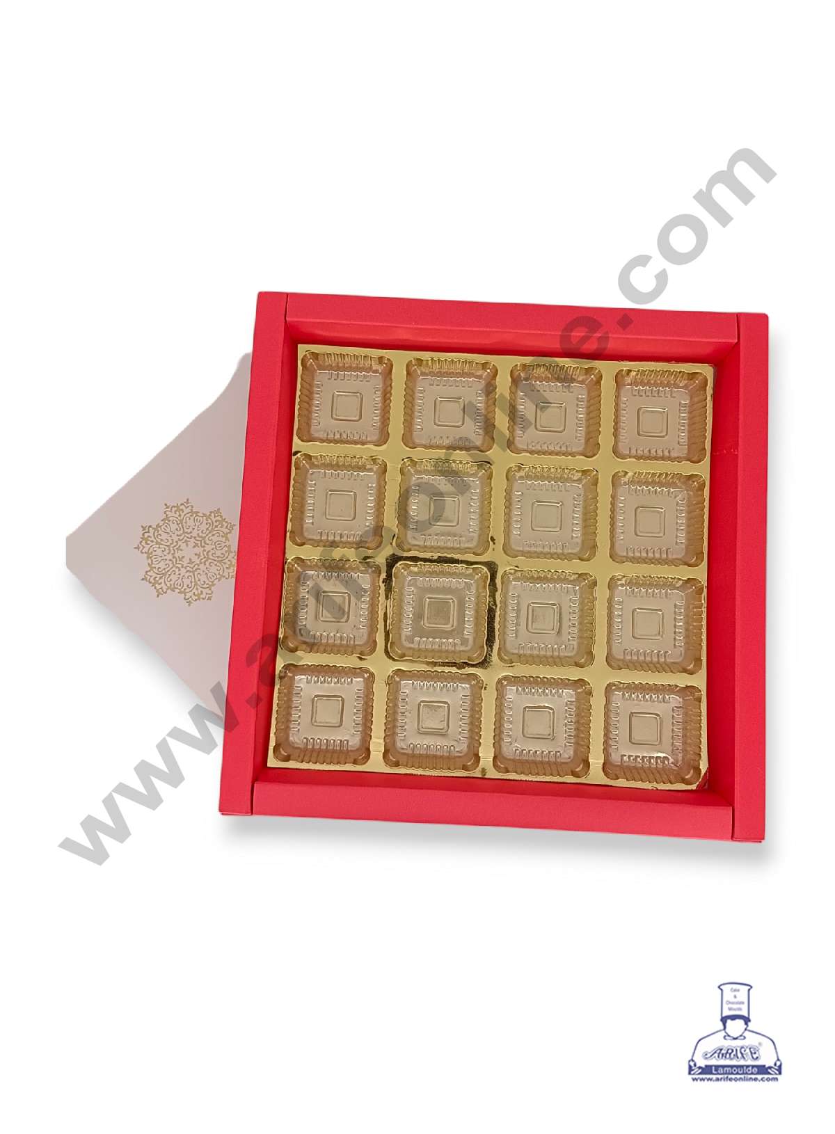 16 Cavity Chocolate Box with Sliding Cover & Cavity ( 10 Piece Pack ) - Red (MOQ 12 PACK) (IDD)