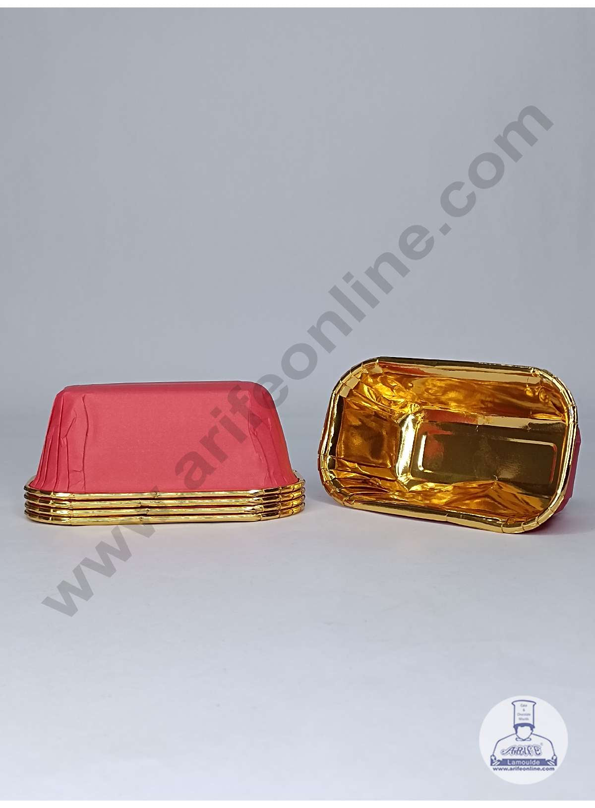 Small Golden Foil Coated Red Paper Bake and Serve Plum Cake Mold (MOQ 100 PCS)