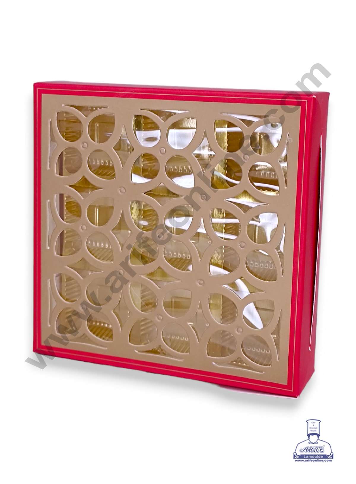 9 Cavity Chocolate Box with Cavity & Cutout Window Without Handle ( 10 Piece Pack ) - Red (MOQ 12 PCK) (AID)