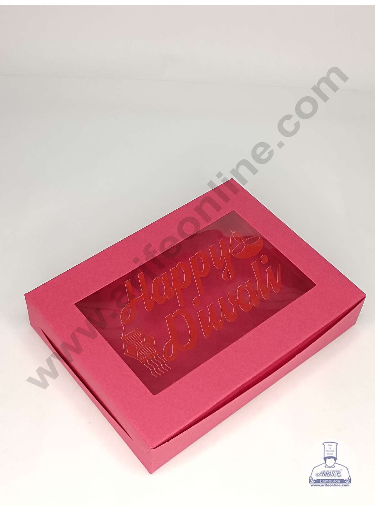 12 Cavity Red Chocolate Box with Happy Diwali Print on Clear Window & Cavity ( 10 Piece Pack ) - Red (MOQ 12 PACK) (ADD)