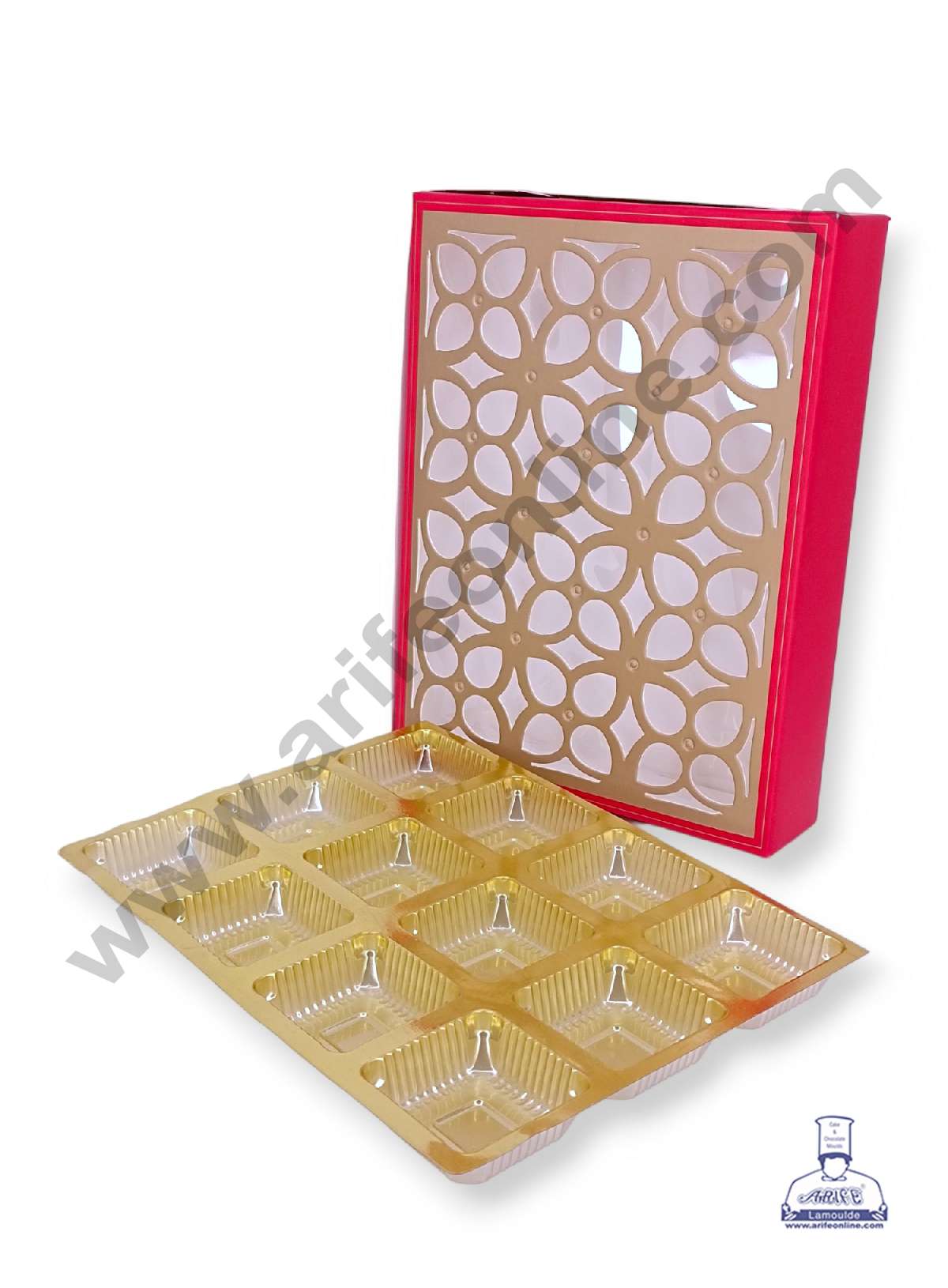 12 Cavity Chocolate Box with Cavity & Cutout Window Without Handle ( 10 Piece Pack ) - Red  (MOQ 12 PCK) (AMD)