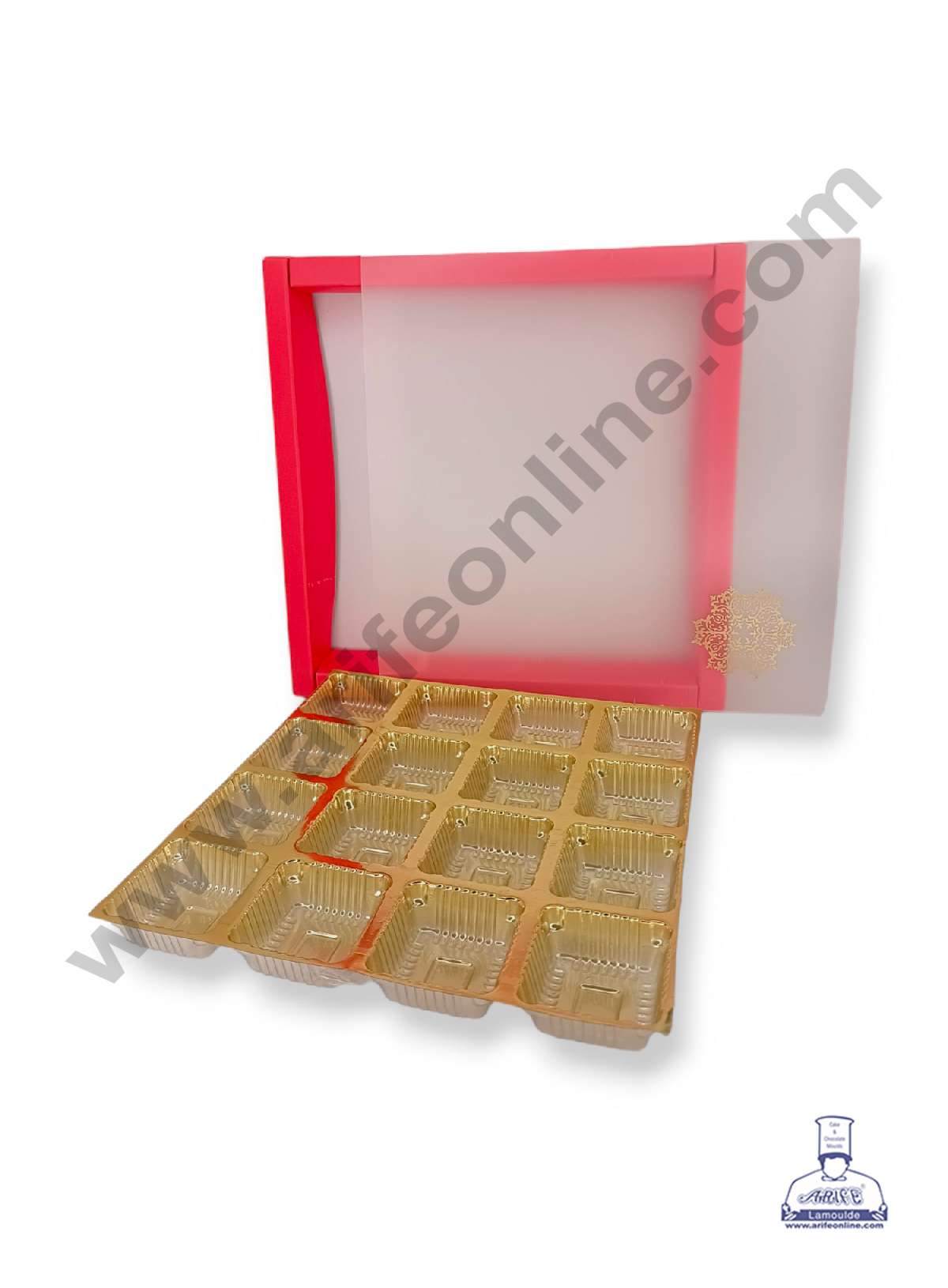 16 Cavity Chocolate Box with Sliding Cover & Cavity ( 10 Piece Pack ) - Red (MOQ 12 PACK) (IDD)
