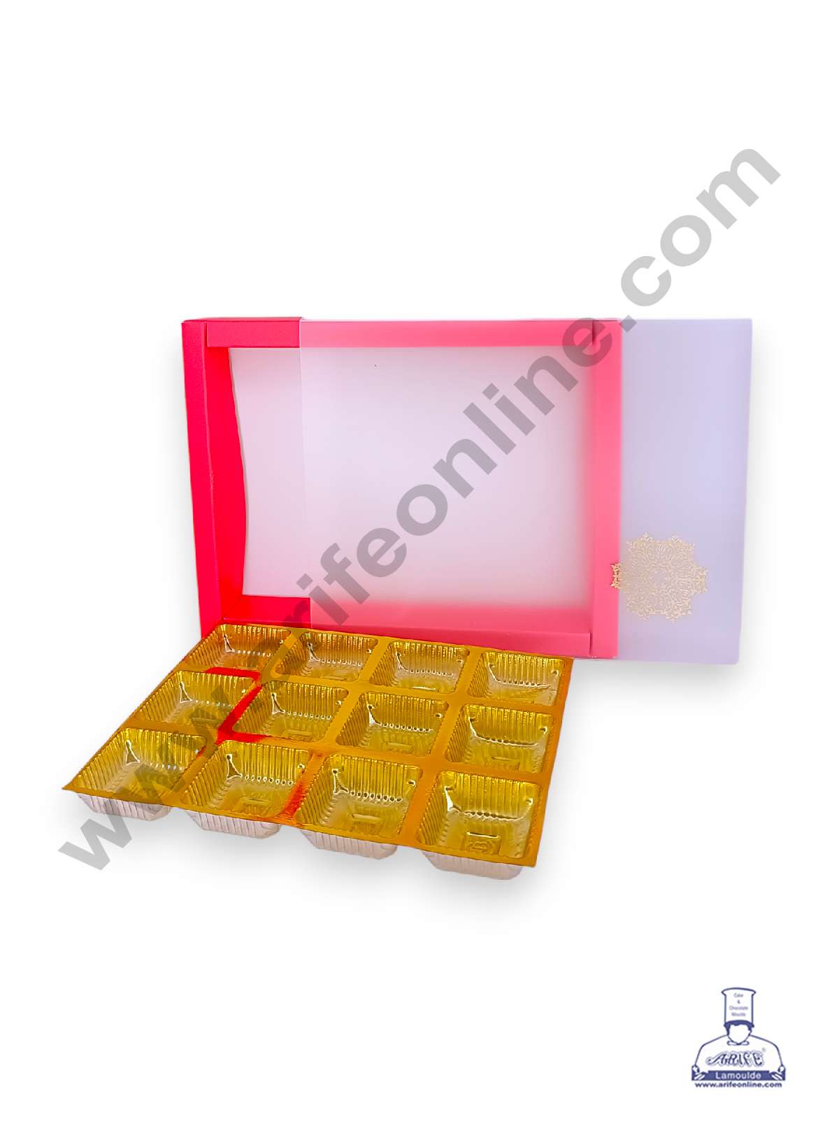 12 Cavity Chocolate Box with Sliding Cover & Cavity ( 10 Piece Pack ) - Red (MOQ 12 PACK) (RUD)