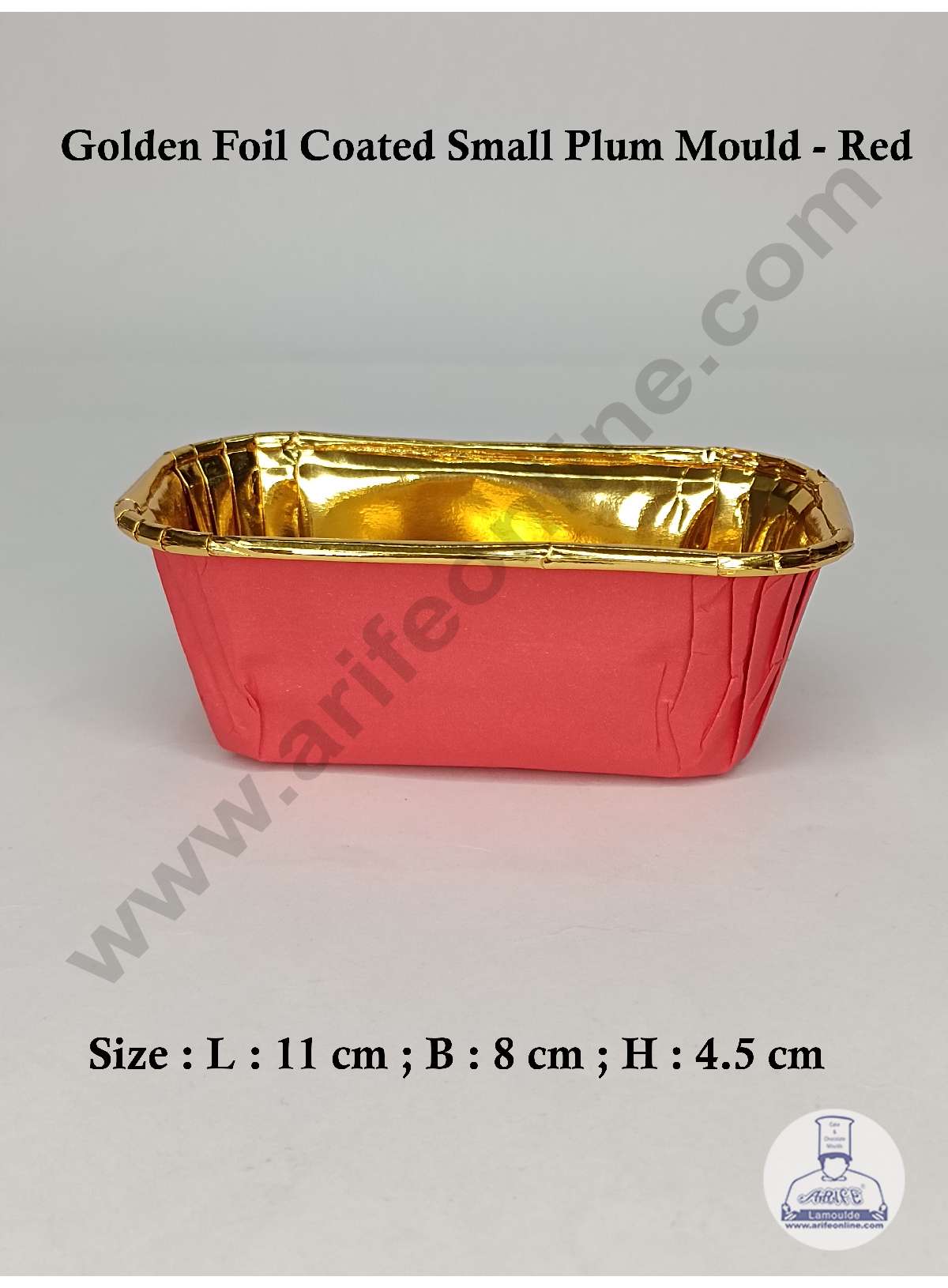 Small Golden Foil Coated Red Paper Bake and Serve Plum Cake Mold (MOQ 100 PCS)