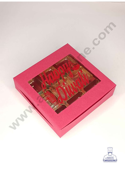 9 Cavity Red Chocolate Box with Happy Diwali Print on Clear Window & Cavity ( 10 Piece Pack ) - Red (MOQ 12 PACK) (UD)