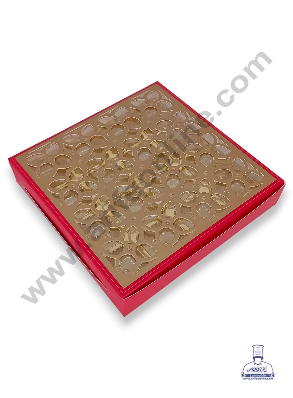 16 Cavity Chocolate Box with Cavity & Cutout Window Without Handle ( 10 Piece Pack ) - Red (MOQ 12 PACK) (RDD)