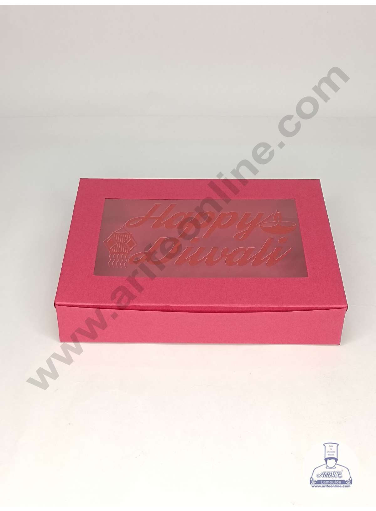 12 Cavity Red Chocolate Box with Happy Diwali Print on Clear Window & Cavity ( 10 Piece Pack ) - Red (MOQ 12 PACK) (ADD)