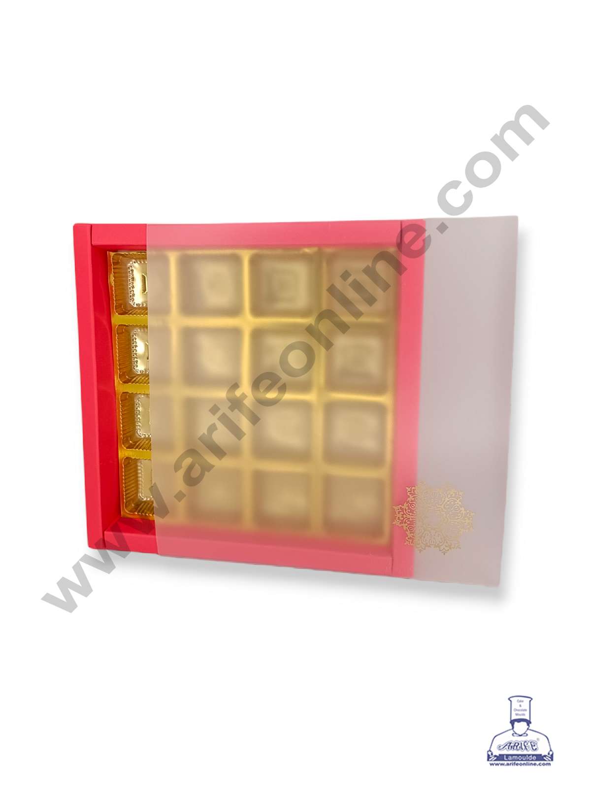 16 Cavity Chocolate Box with Sliding Cover & Cavity ( 10 Piece Pack ) - Red (MOQ 12 PACK) (IDD)