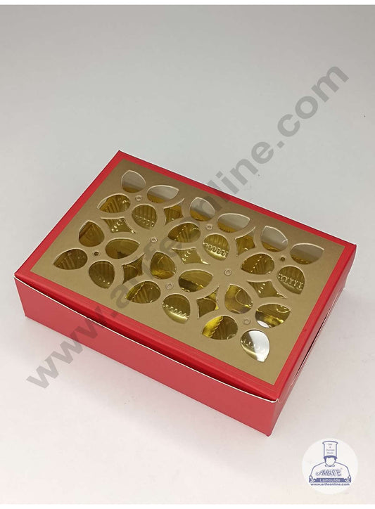 6 Cavity Chocolate Box with Cavity & Cutout Window Without Handle ( 10 Piece Pack ) - Red (MOQ 12 PCK) (ADD)
