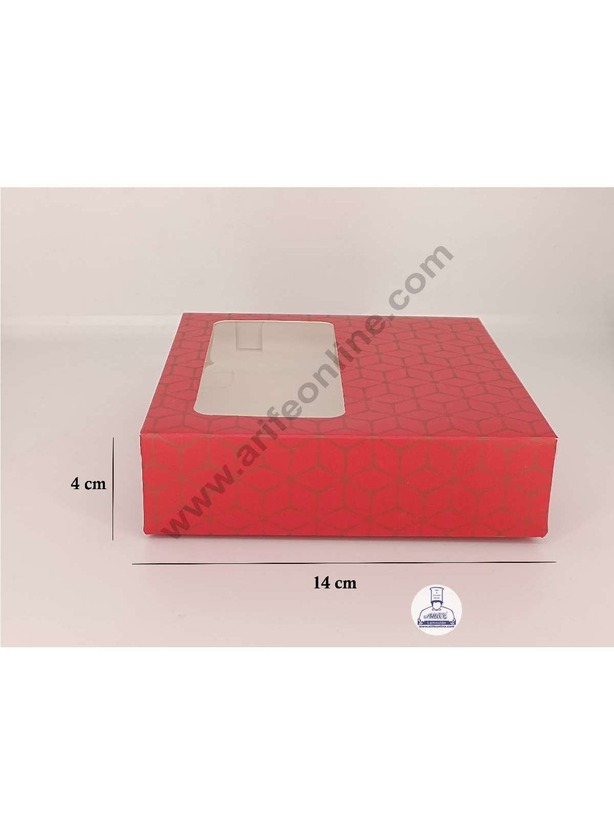 9 Cavity 3D Cube Print Chocolate Box with Cavity, Clear Window & Handle ( 10 Piece Pack ) - Red (MOQ 12 PACK) (ARD)