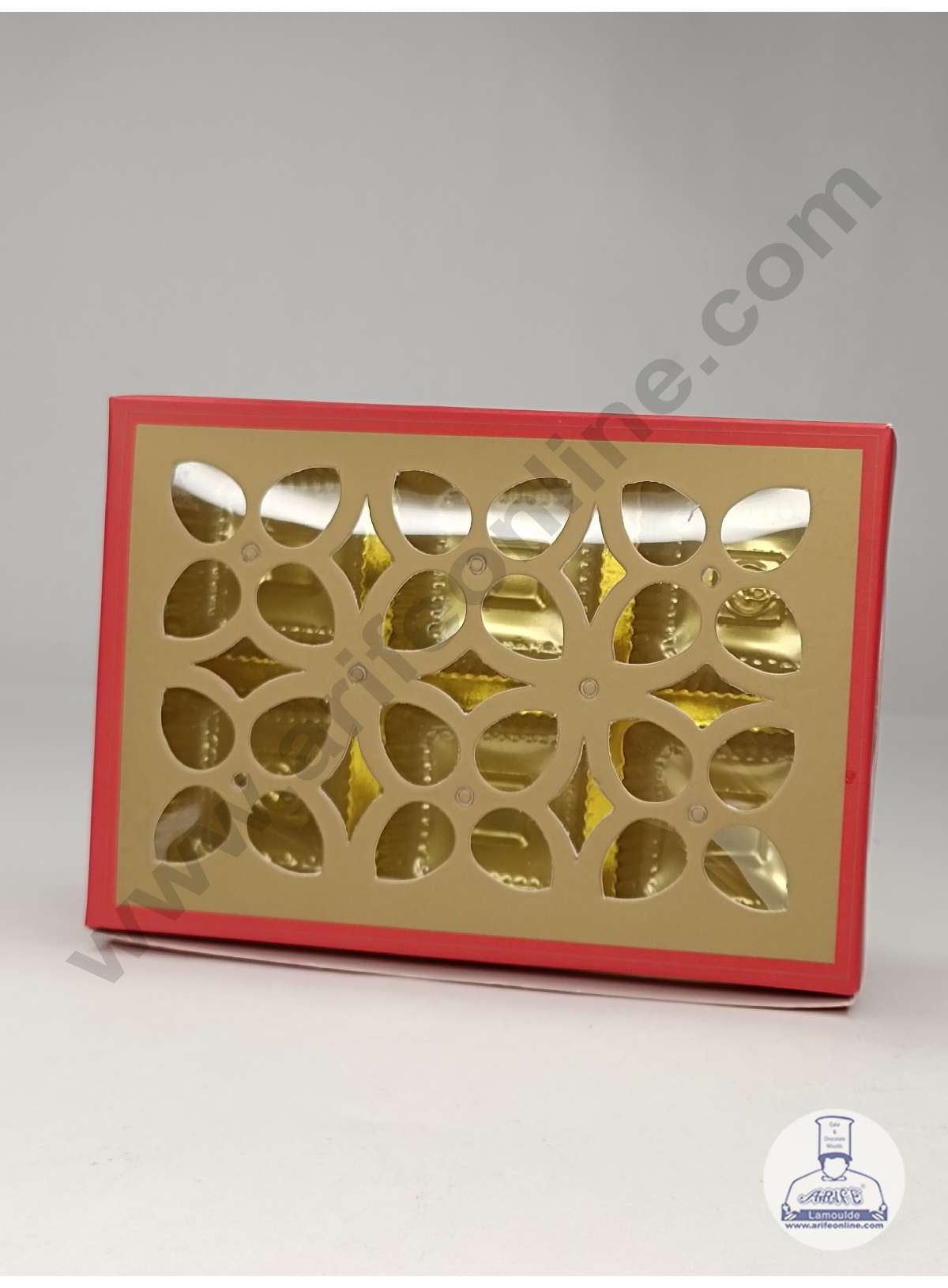 6 Cavity Chocolate Box with Cavity & Cutout Window Without Handle ( 10 Piece Pack ) - Red (MOQ 12 PCK) (ADD)