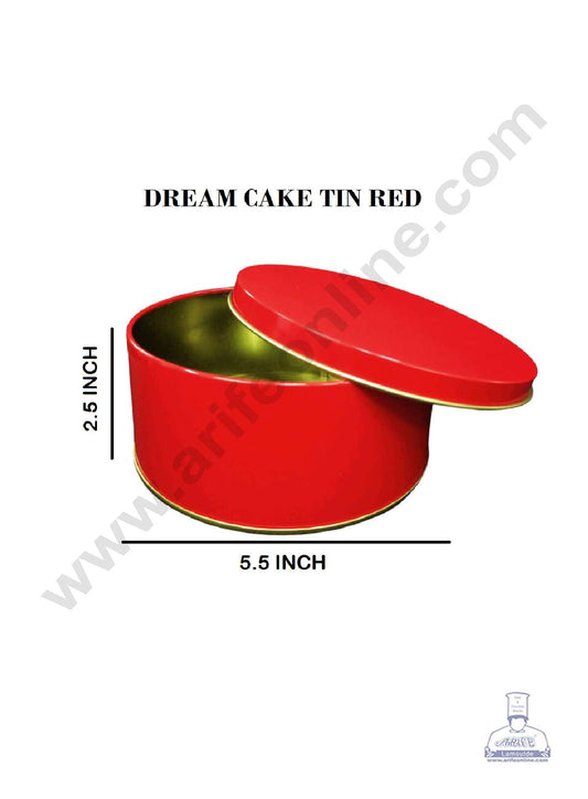 Dream Cake Tin Torte cake Cookie Cake Tin - Red Color - 5.5 x 2.5 Inch (MOQ 54 PCS 1 CRTN) (FE)