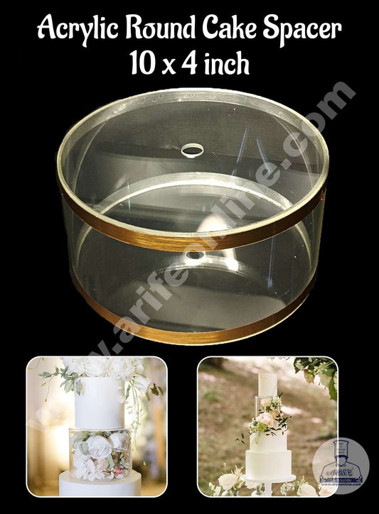 Round FILL-A-TIER Cake Spacer 10" X 4" Acrylic Clear Cake Display Spacer (MOQ 12 PCS)