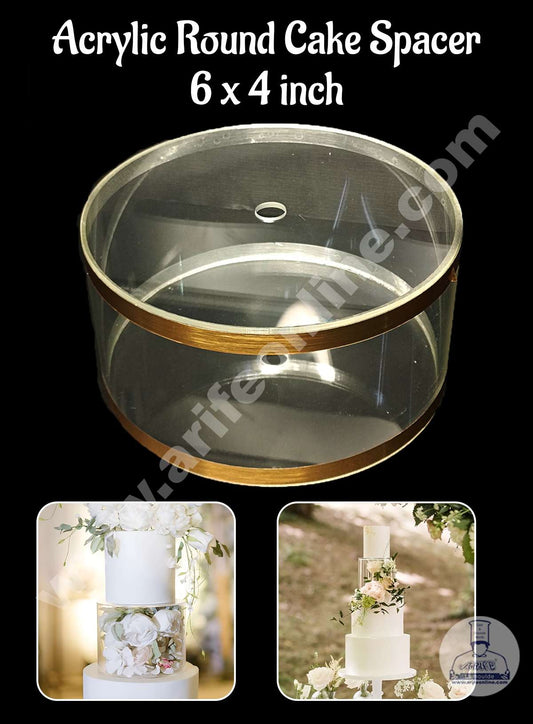 Round FILL-A-TIER Cake Spacer 6" X 4" Acrylic Clear Cake Display Spacer (MOQ 12 PCS)