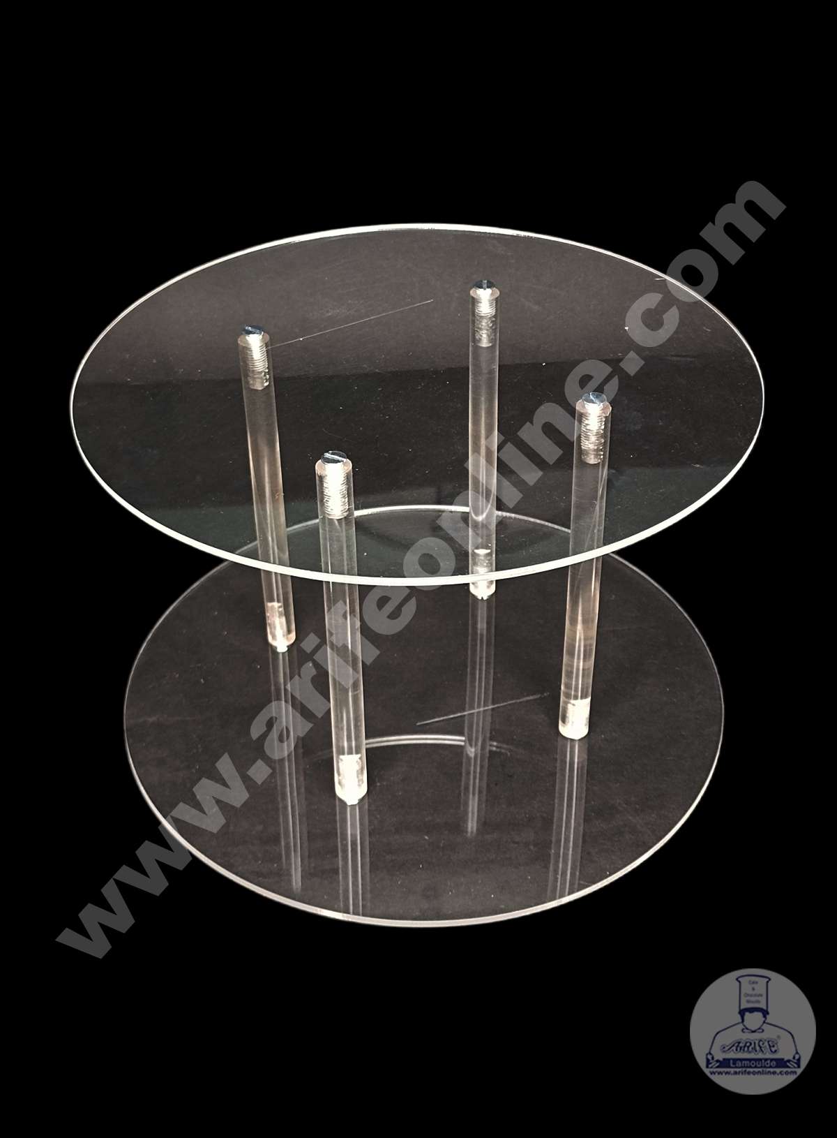 Round Shape Cake Spacer with Rods 6" X 4" Acrylic Clear Cake Display Spacer (MOQ 12 PCS)