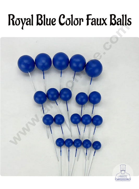 Royal Blue Color Faux Balls Topper For Cake and Cupcake Decoration - 20 pcs Pack ( SB-RBlue-20 )  (MOQ 300 PACKET 1 CRTN) (IM)