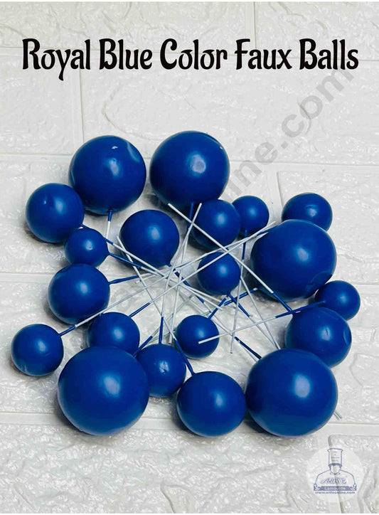 Royal Blue Color Faux Balls Topper For Cake and Cupcake Decoration - 20 pcs Pack ( SB-RBlue-20 )  (MOQ 300 PACKET 1 CRTN) (IM)