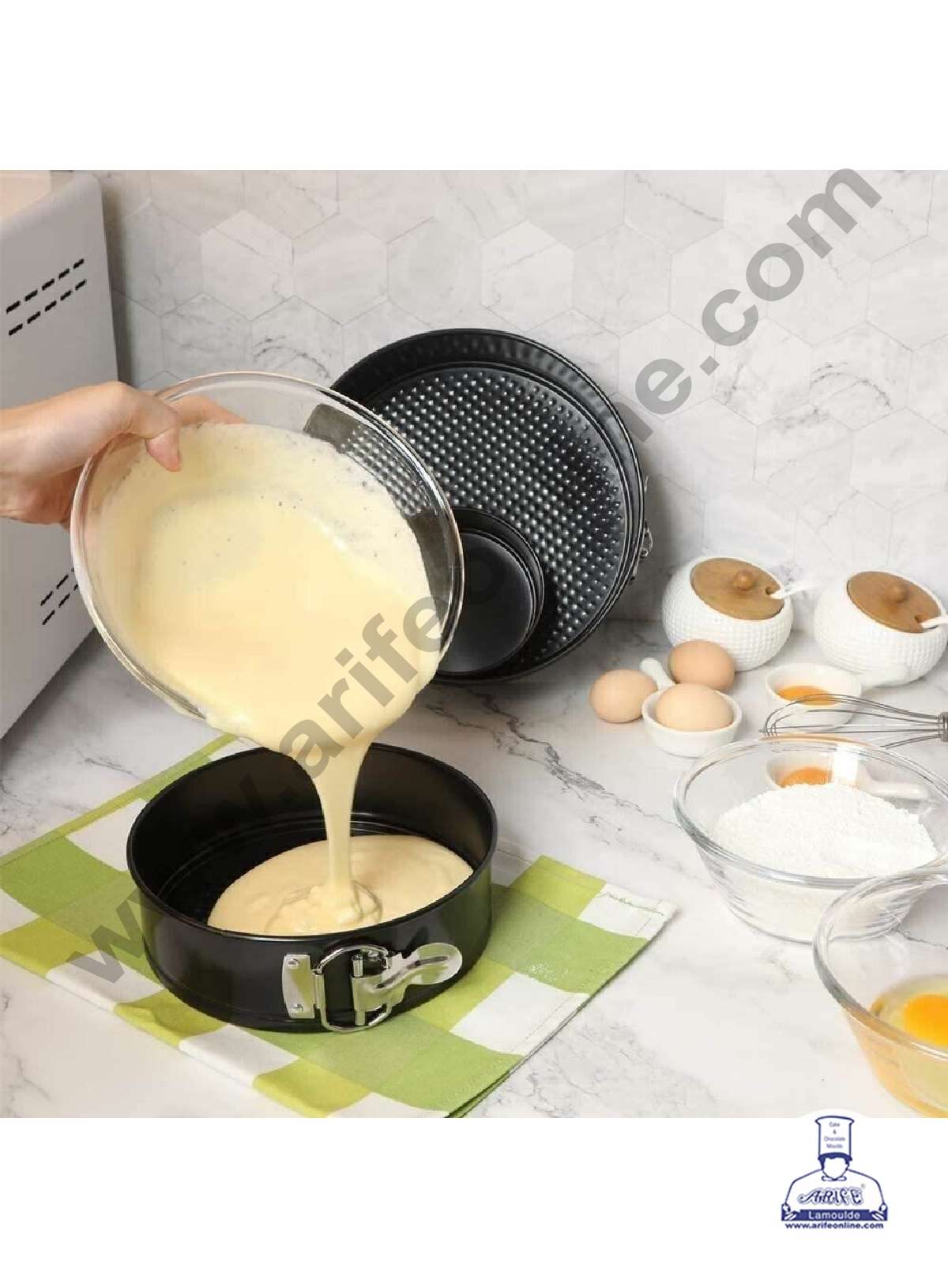 2 Pcs Round Non-Stick Spring-Form Tin | Cake Mould | Bakeware Pan - (SBNS-020-2) (MOQ 12 PCS) (AID)