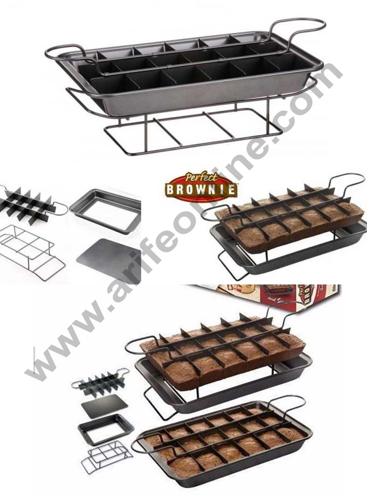 Non Stick 3 Set Brownie Pan Cake Mold Built-in Slice Removable Bottom Cake Pans (MOQ 12 PCS)