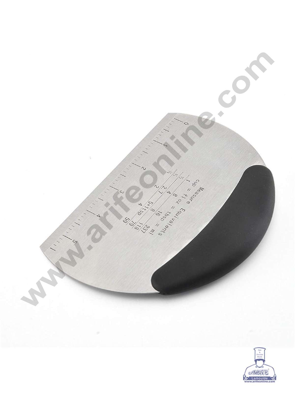 Plastic Black Handle Stainless Steel Scraper with Measuring Scale & Conversions (MOQ 12 PCS)
