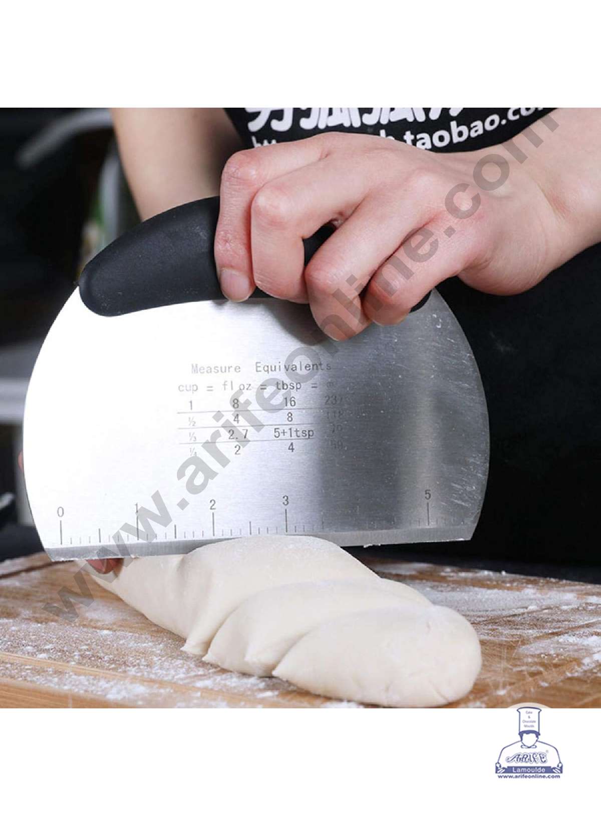 Plastic Black Handle Stainless Steel Scraper with Measuring Scale & Conversions (MOQ 12 PCS)