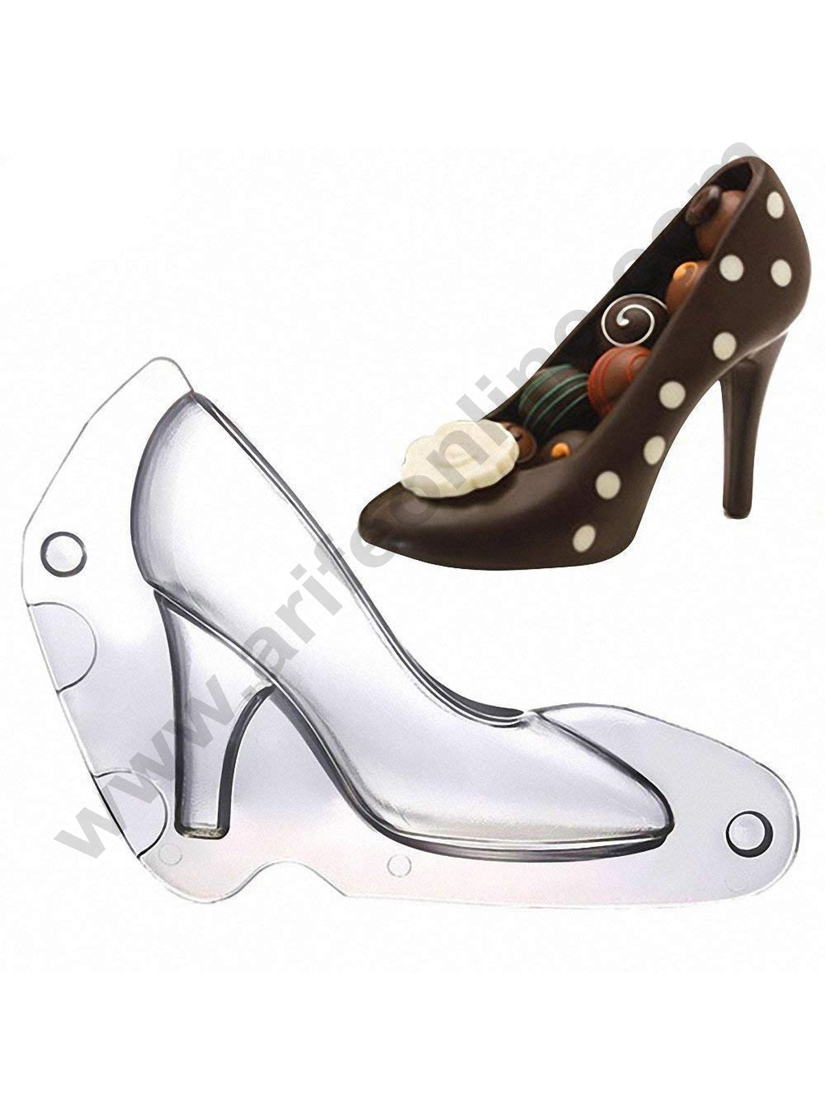 Cake Decor Polycarbonate 3D Small Ladies Shoe Chocolate Mold Cake Decorating Chocolate Mould Tools(Height: 6.5CM)