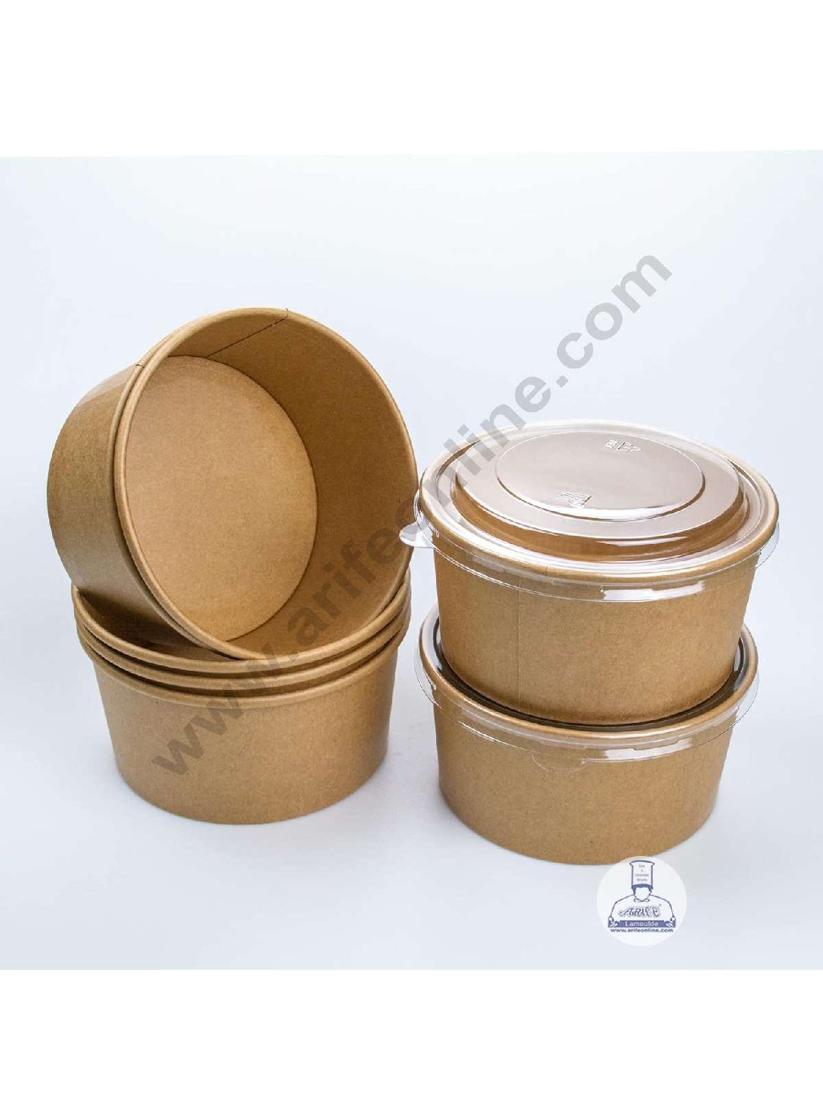 Kraft Paper Round Bowls with Lid | Disposable Salad Bowl - Top 5 Inch (MOQ 100 PCS)