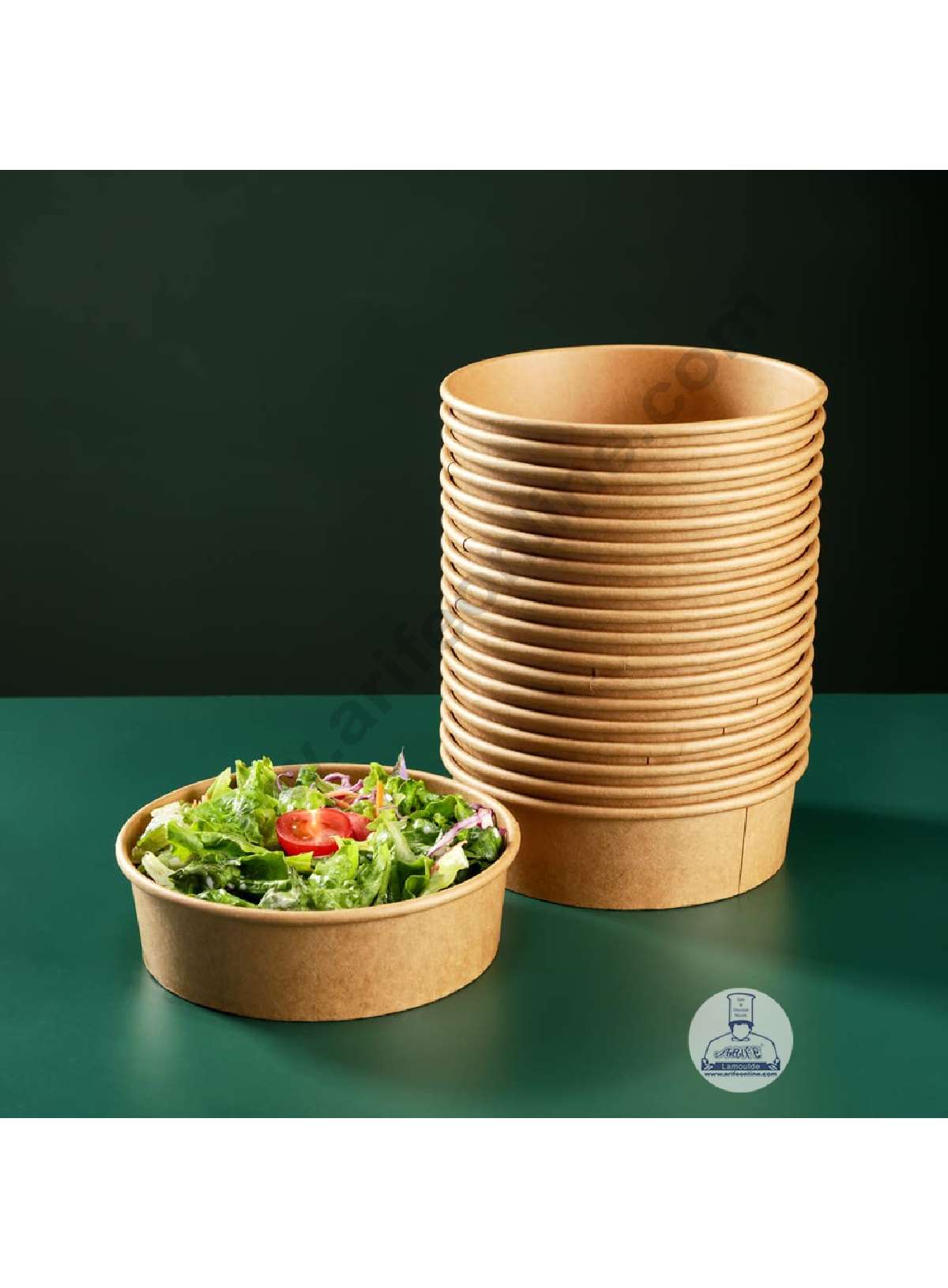 Kraft Paper Round Bowls with Lid | Disposable Salad Bowl - Top 5.5 Inch (MOQ 100 PCS)