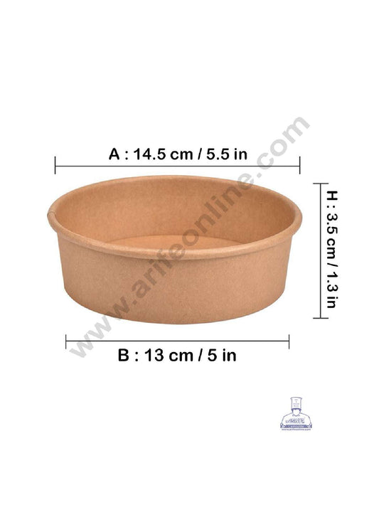 Kraft Paper Round Bowls with Lid | Disposable Salad Bowl - Top 5.5 Inch (MOQ 100 PCS)