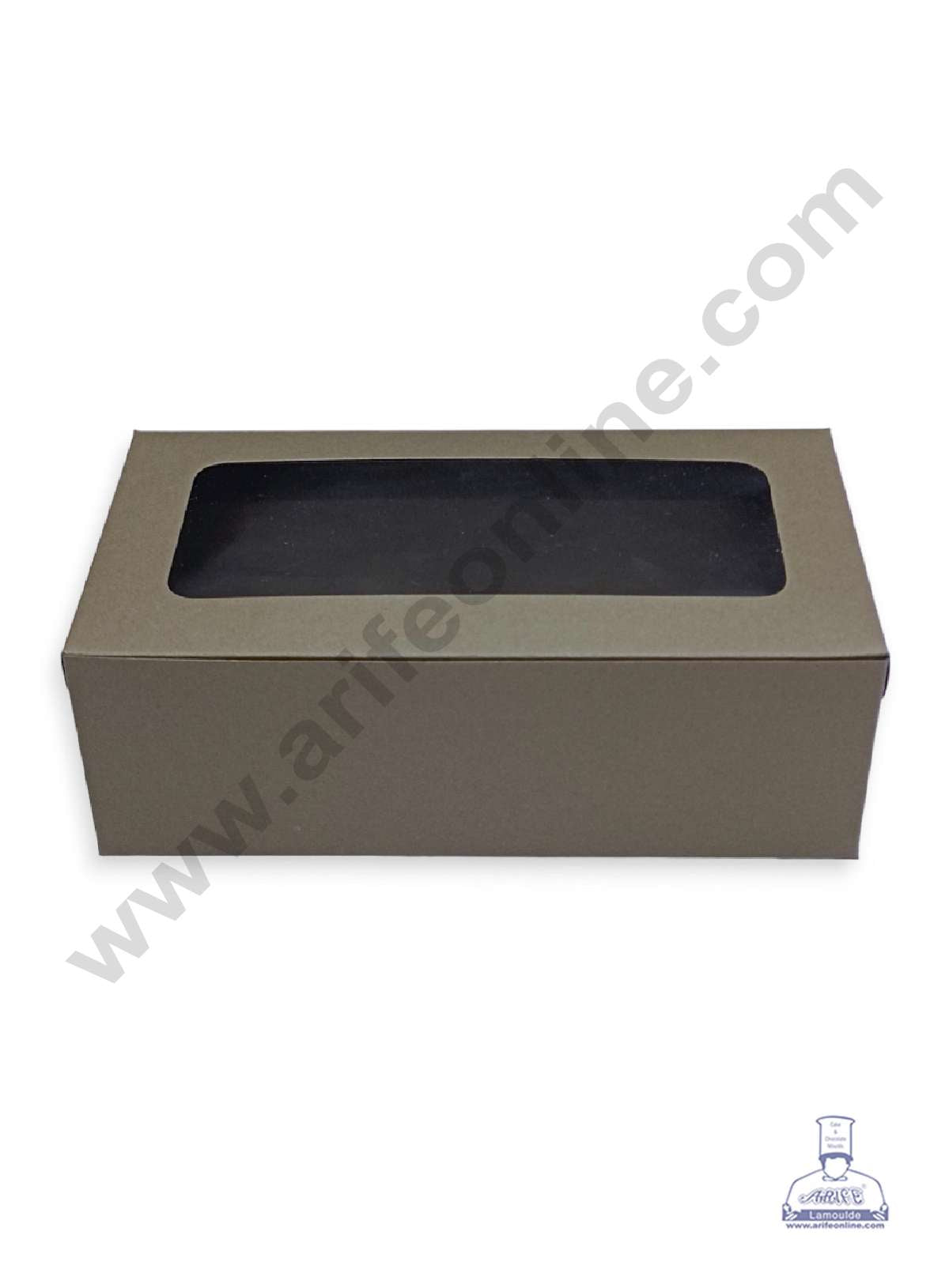 Dark Woody Brown Plum Cake Box Clear Window, Plum Carriers - Small ( 10 Pcs Pack ) (MOQ 10 PACK)