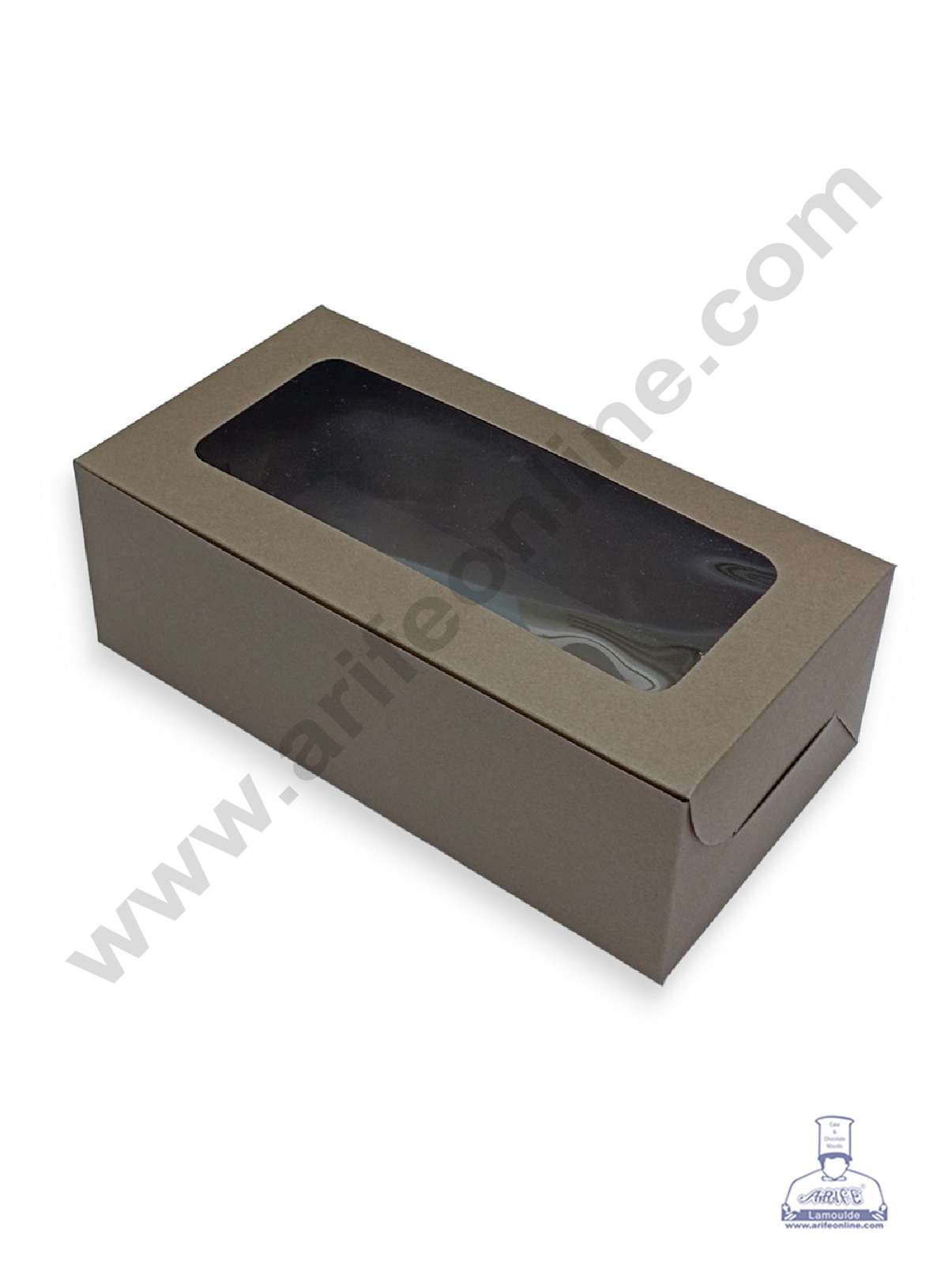 Dark Woody Brown Plum Cake Box Clear Window, Plum Carriers - Small ( 10 Pcs Pack ) (MOQ 10 PACK)