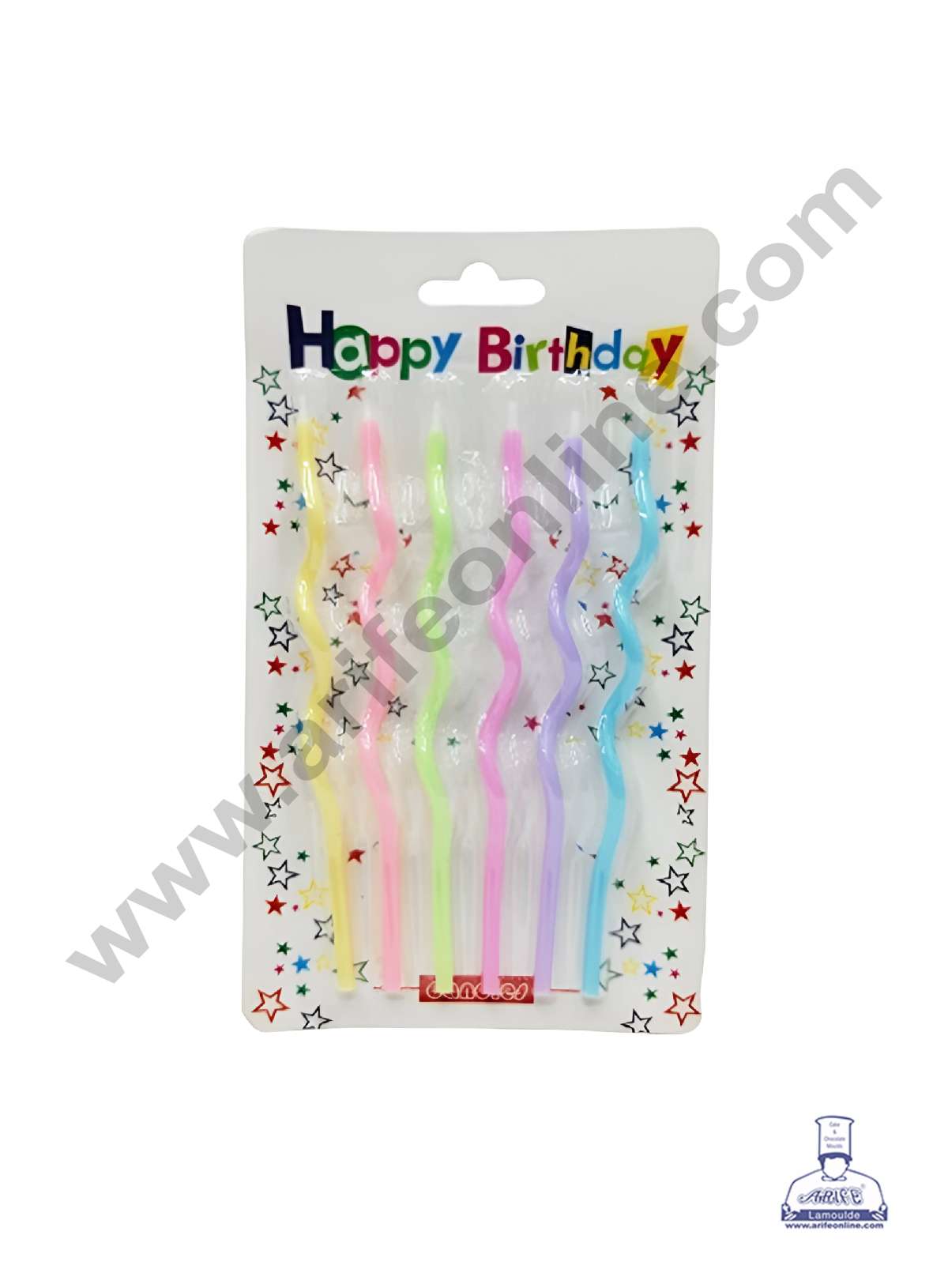 6 Pcs Pastel Thin Long Twist Candles without Stand for Cake & Cupcake Decoration (MOQ 12 SET)  (L)