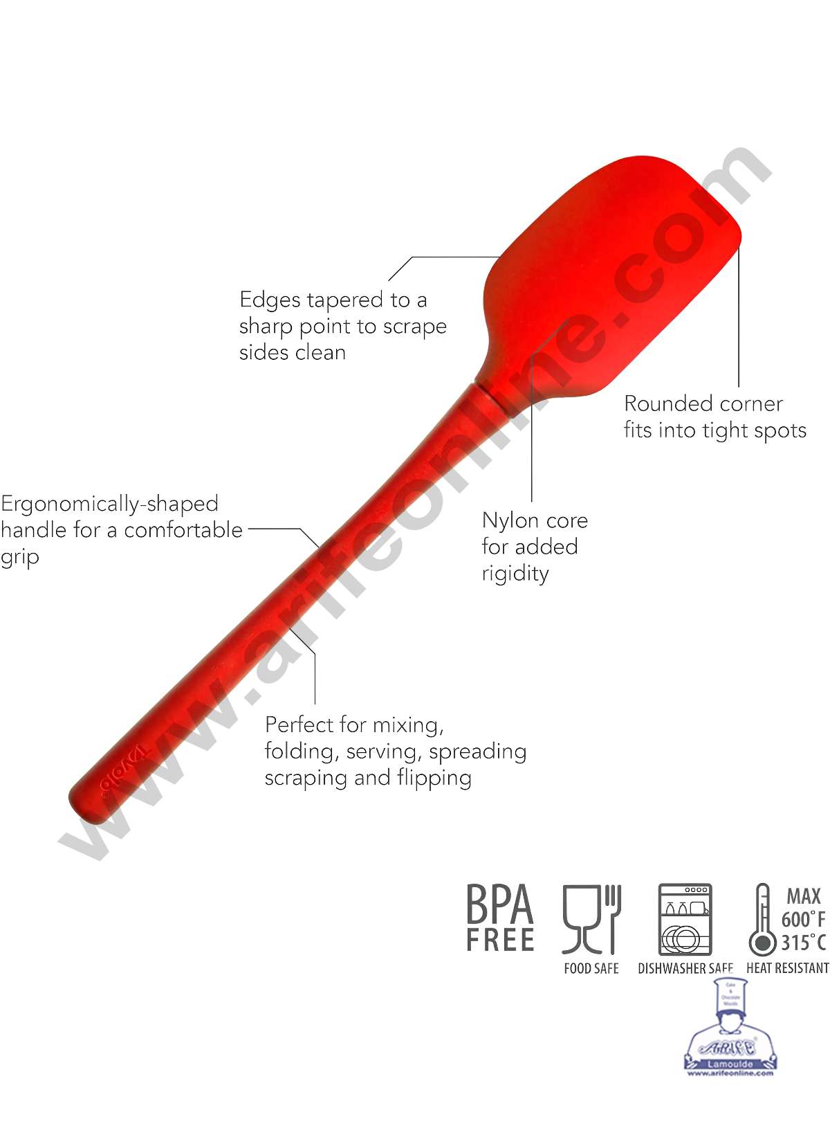 1 Piece Silicone Round Handle Medium Spatula | Baking Tool | Cream Cake Kitchen Cooking Tool (SBSL-107) (MOQ 12 PCS) (IE)