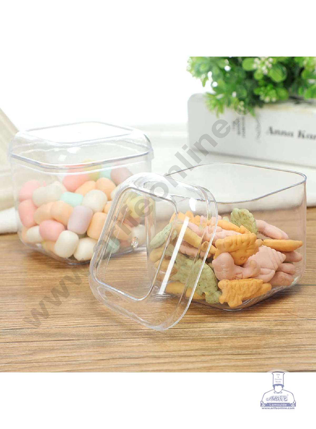 Transparent Square Dessert Tub with Curved Corners & Lid | Ideal for Pudding, Parfait, and Mousse (MOQ 500 PCS) (AO)