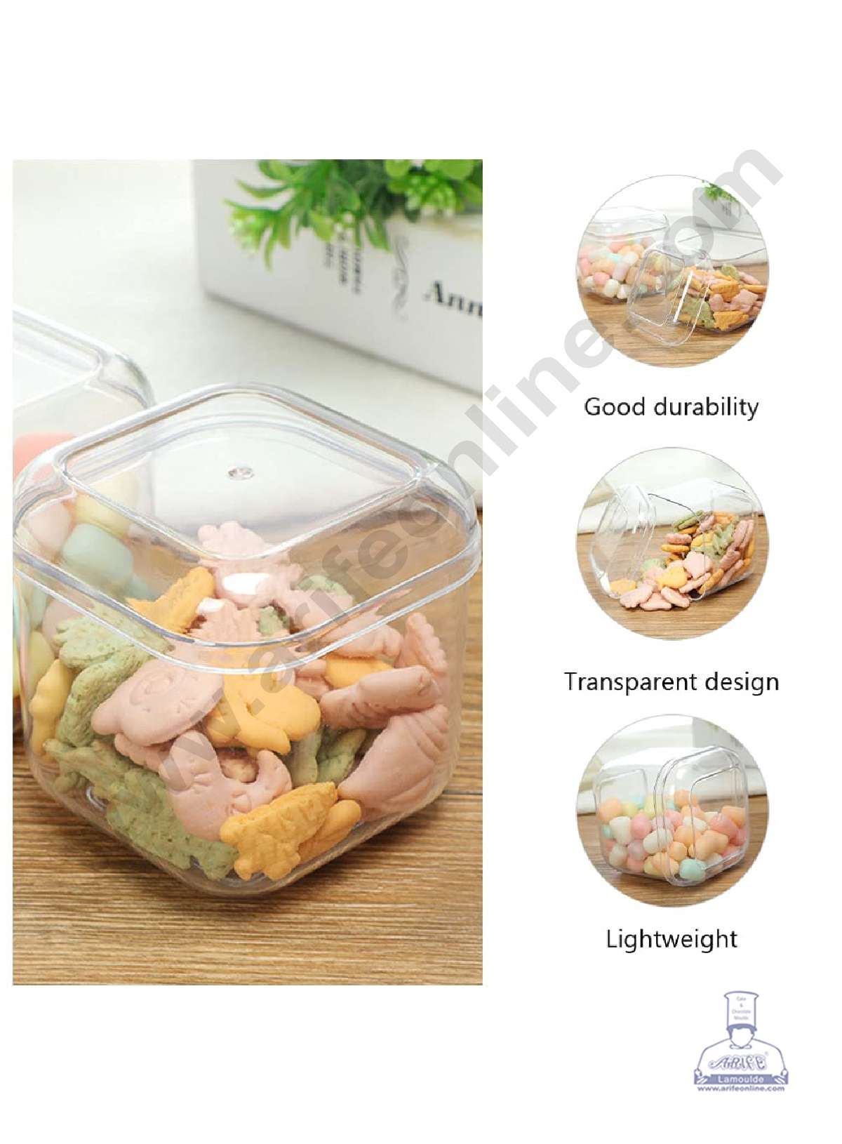 Transparent Square Dessert Tub with Curved Corners & Lid | Ideal for Pudding, Parfait, and Mousse (MOQ 500 PCS) (AO)