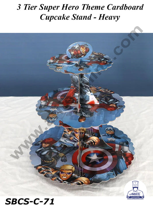 3-Tier Super Hero Theme Cardboard Cupcake Stand - Heavy (MOQ 12 PCS)